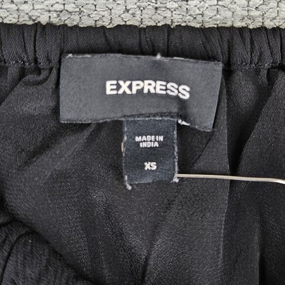 EXPRESS WOMENS BLACK SMOCKED PUFF SLEEVE BLOUSE SIZE XS SQUARE NECK - Picture 7 of 10